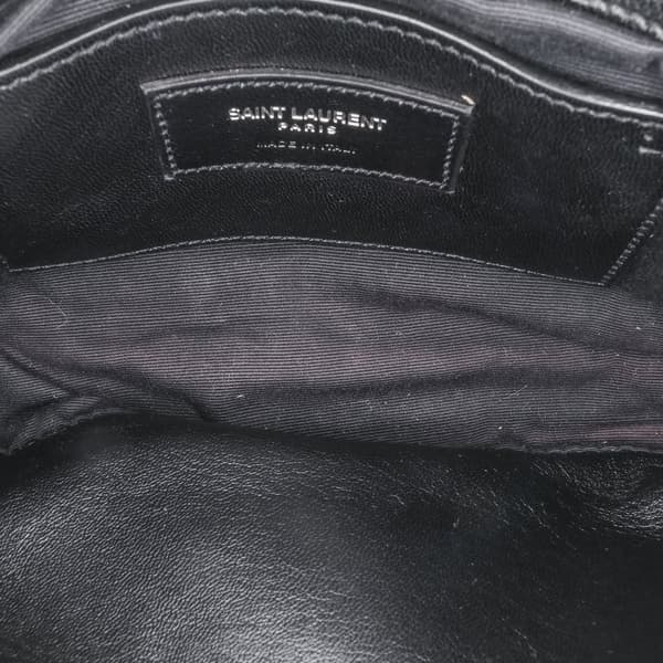 Pre-owned Saint Laurent Medium Monogram Chevron Sheepskin College Bag Black