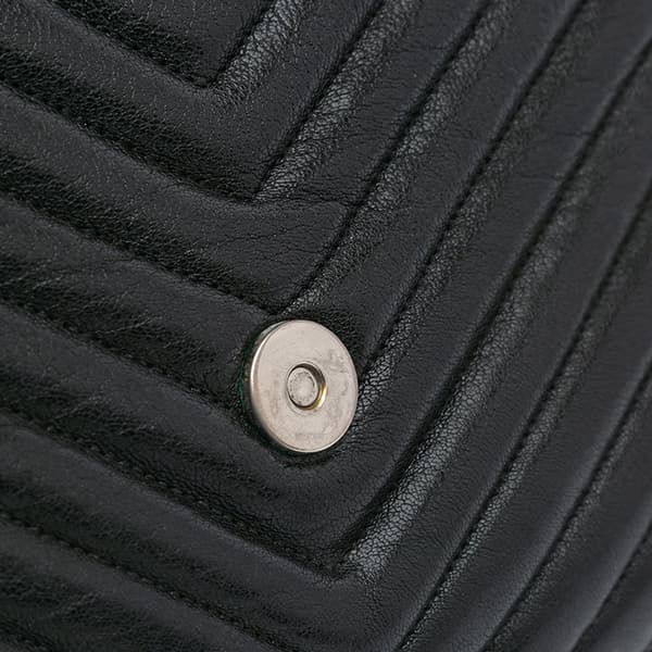 Pre-owned Saint Laurent Medium Monogram Chevron Sheepskin College Bag Black