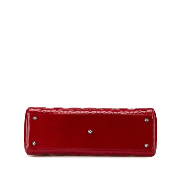 Pre-owned Dior Large Patent Cannage Lady Dior Red