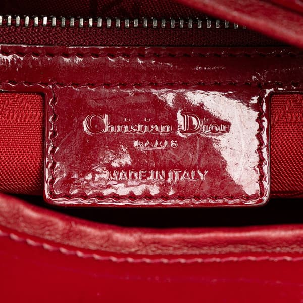 Pre-owned Dior Large Patent Cannage Lady Dior Red