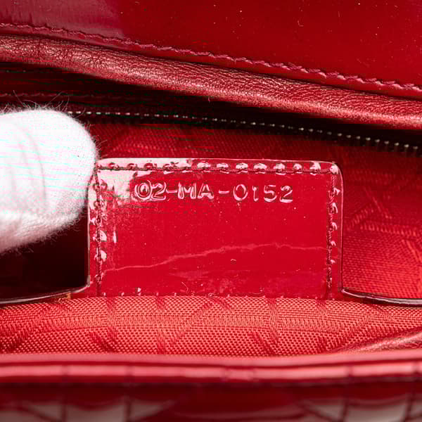 Pre-owned Dior Large Patent Cannage Lady Dior Red