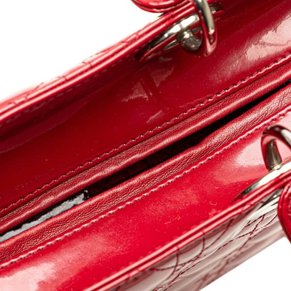 Pre-owned Dior Large Patent Cannage Lady Dior Red