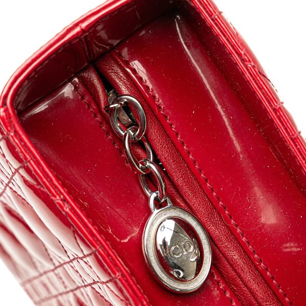 Pre-owned Dior Large Patent Cannage Lady Dior Red