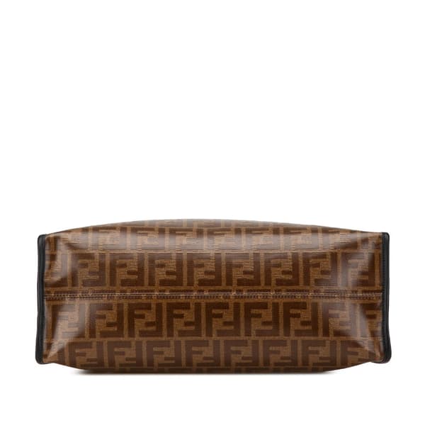 Pre-owned Fendi Zucca Coated Canvas Peekaboo Defender Handbag Brown