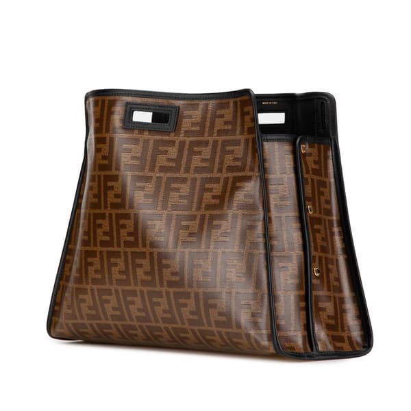 Pre-owned Fendi Zucca Coated Canvas Peekaboo Defender Handbag Brown