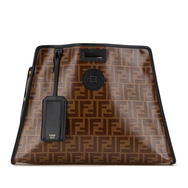 Pre-owned Fendi Zucca Coated Canvas Peekaboo Defender Handbag Brown