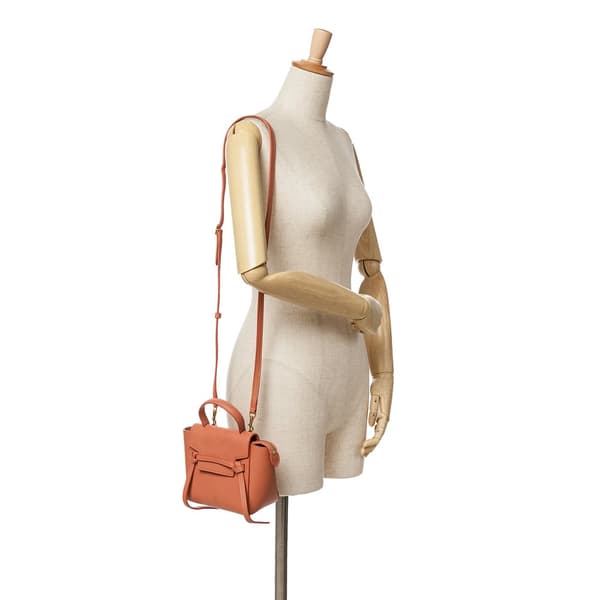 Pre-owned Celine Pico Grained Calfskin Belt Bag Orange