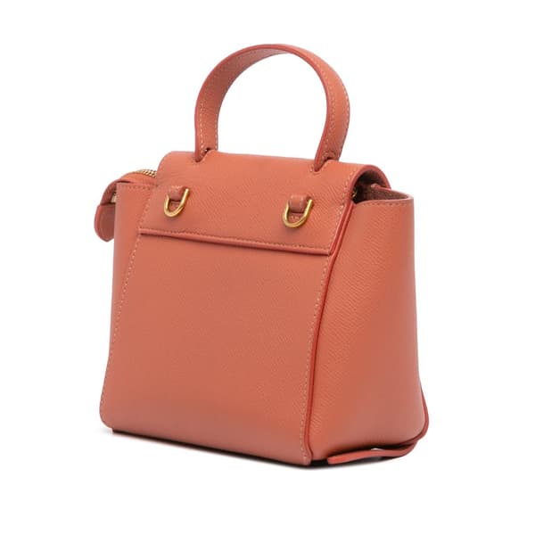 Pre-owned Celine Pico Grained Calfskin Belt Bag Orange