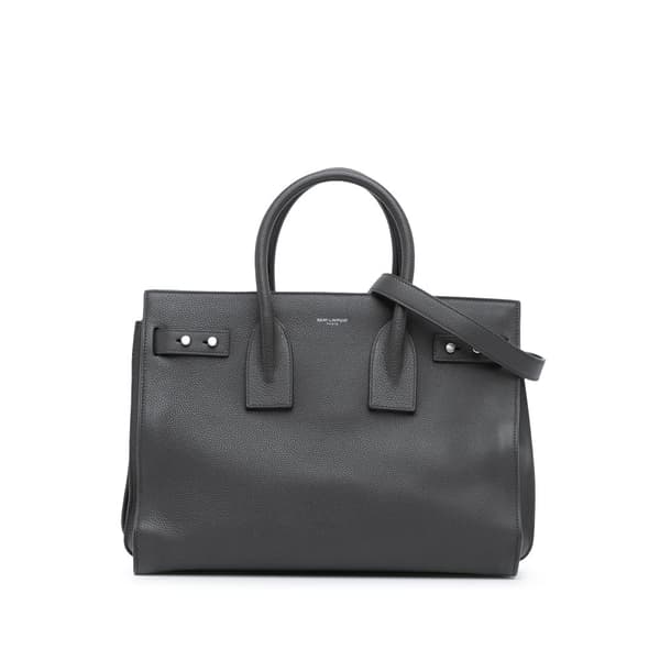Pre-owned Saint Laurent Small Leather Sac De Jour Satchel Gray