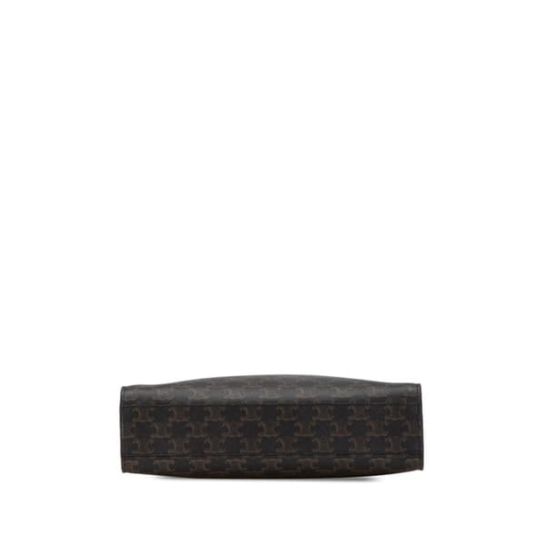 Pre-owned Celine Medium Triomphe Coated Canvas Vertical Cabas Satchel Black