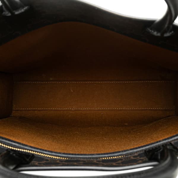 Pre-owned Celine Medium Triomphe Coated Canvas Vertical Cabas Satchel Black