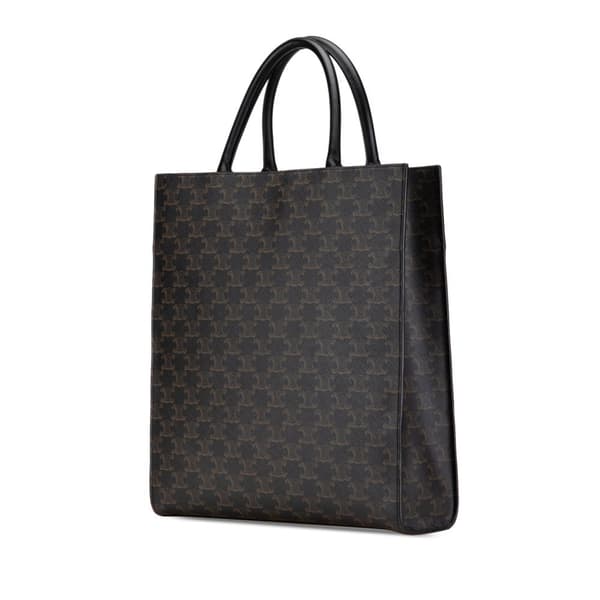 Pre-owned Celine Medium Triomphe Coated Canvas Vertical Cabas Satchel Black