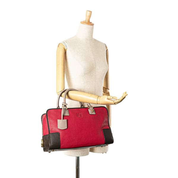 Pre-owned LOEWE Tricolor Leather Amazona 36 Red