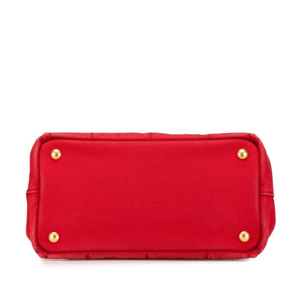 Pre-owned Prada Small Canvas Canapa Logo Satchel Red