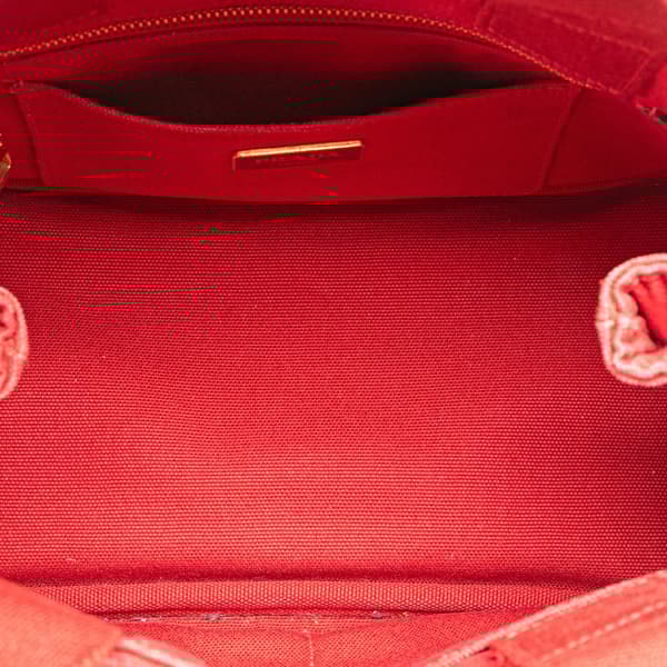 Pre-owned Prada Small Canvas Canapa Logo Satchel Red