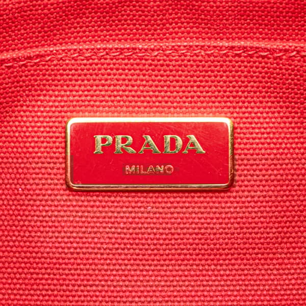 Pre-owned Prada Small Canvas Canapa Logo Satchel Red