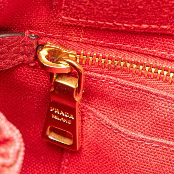Pre-owned Prada Small Canvas Canapa Logo Satchel Red