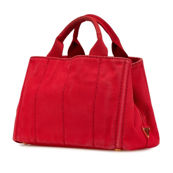 Pre-owned Prada Small Canvas Canapa Logo Satchel Red