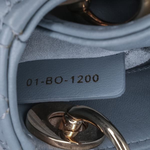 Pre-owned Dior Micro Lambskin Cannage Lady Dior Blue