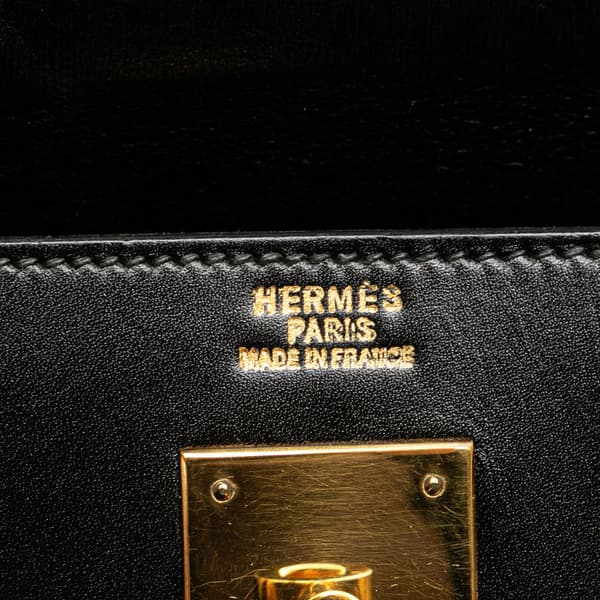 Pre-owned Hermès Box Calf Kelly Sellier 32 Black