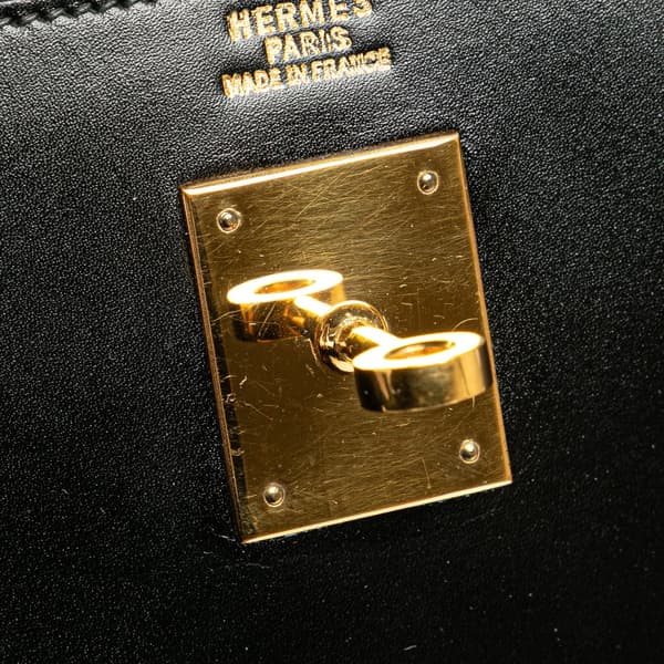 Pre-owned Hermès Box Calf Kelly Sellier 32 Black