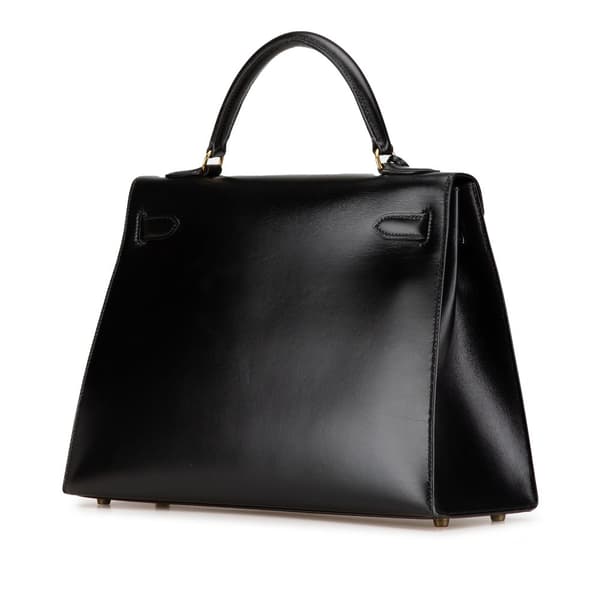 Pre-owned Hermès Box Calf Kelly Sellier 32 Black