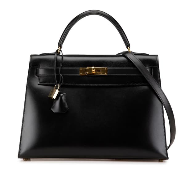 Pre-owned Hermès Box Calf Kelly Sellier 32 Black