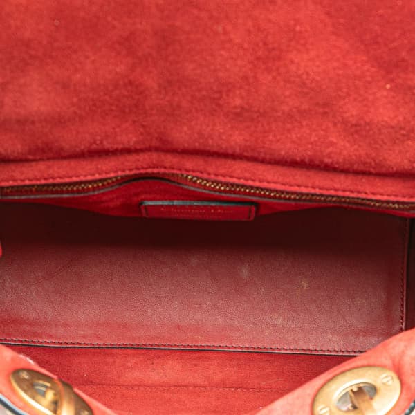 Pre-owned Dior Medium Lambskin Cannage Studded Supple Lady Dior Red