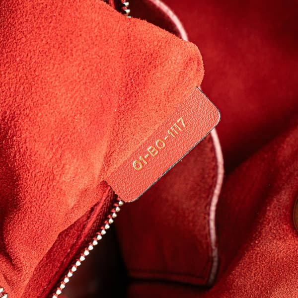 Pre-owned Dior Medium Lambskin Cannage Studded Supple Lady Dior Red
