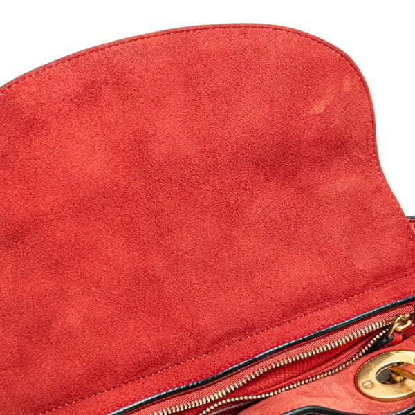 Pre-owned Dior Medium Lambskin Cannage Studded Supple Lady Dior Red