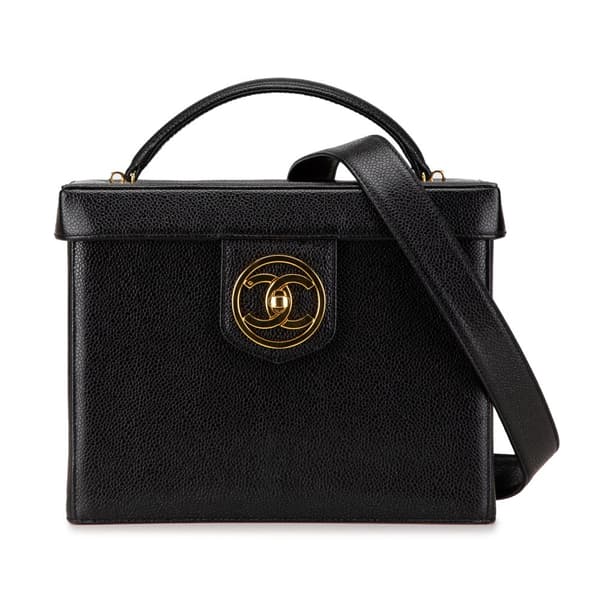 Pre-owned Chanel CC Caviar Vanity Case Black