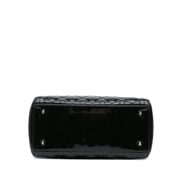 Pre-owned Dior Medium Patent Cannage Lady Dior Black