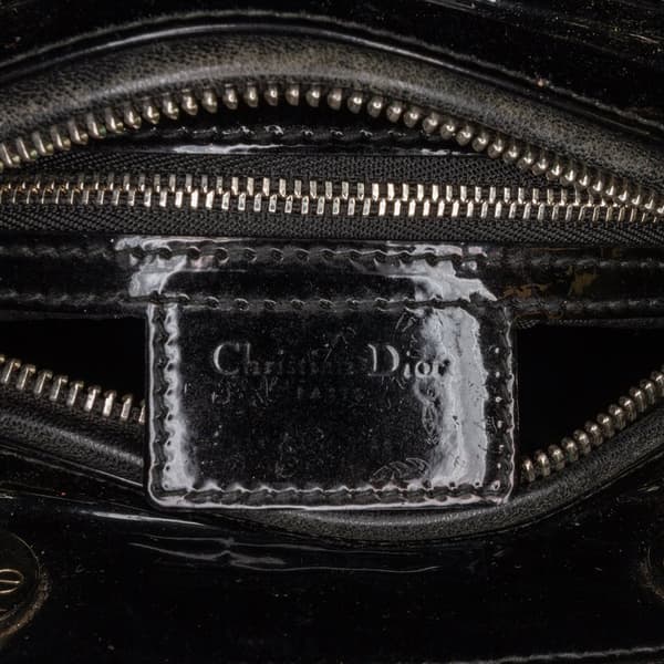 Pre-owned Dior Medium Patent Cannage Lady Dior Black