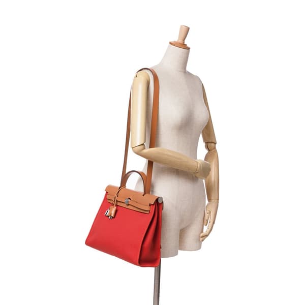 Pre-owned Hermès Toile Herbag Zip 31 Red