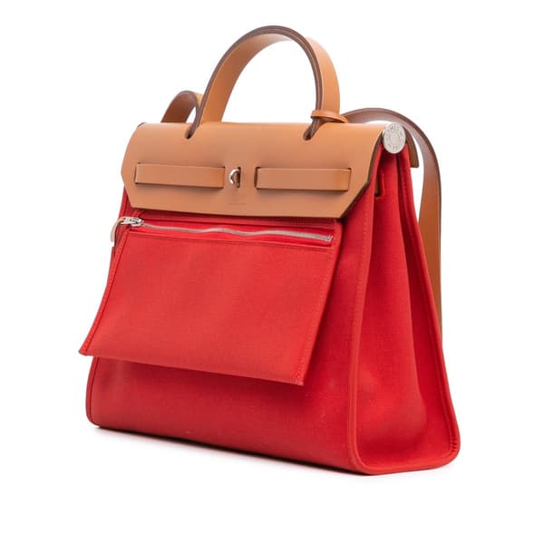 Pre-owned Hermès Toile Herbag Zip 31 Red