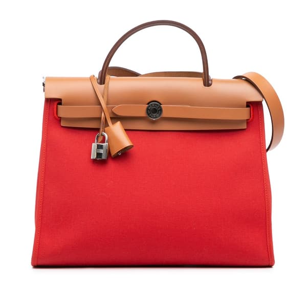 Pre-owned Hermès Toile Herbag Zip 31 Red