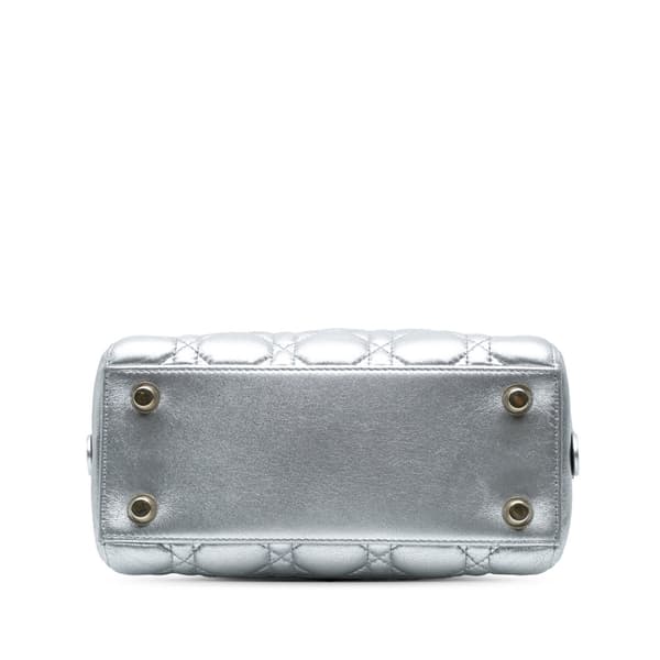Pre-owned Dior Metallic Lambskin Cannage Lily Tote Silver