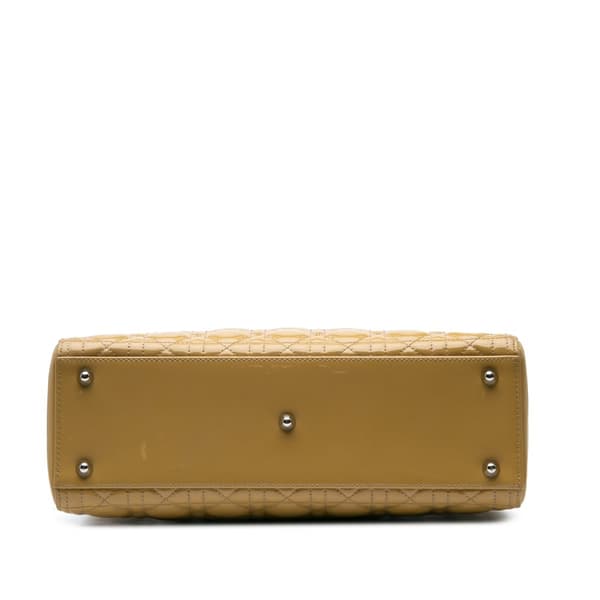 Pre-owned Dior Large Patent Cannage Lady Dior Yellow