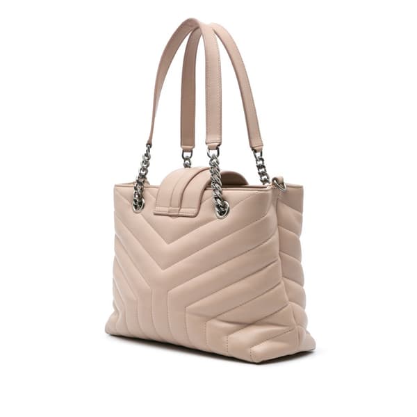 Pre-owned Saint Laurent Small Quilted Leather Monogram Y LouLou Shopper Brown
