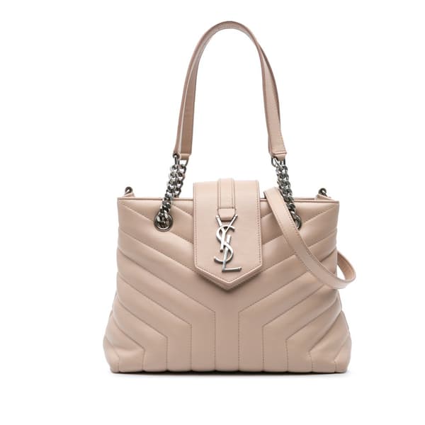 Pre-owned Saint Laurent Small Quilted Leather Monogram Y LouLou Shopper Brown