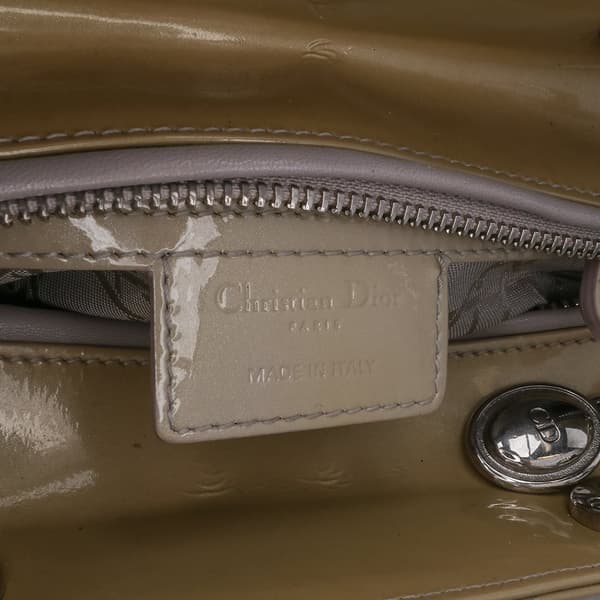 Pre-owned Dior Medium Patent Cannage Lady Dior Brown