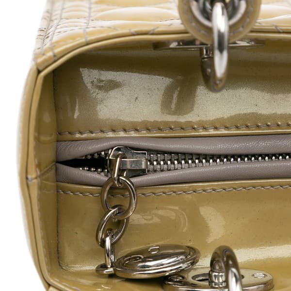 Pre-owned Dior Medium Patent Cannage Lady Dior Brown