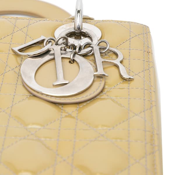 Pre-owned Dior Medium Patent Cannage Lady Dior Brown