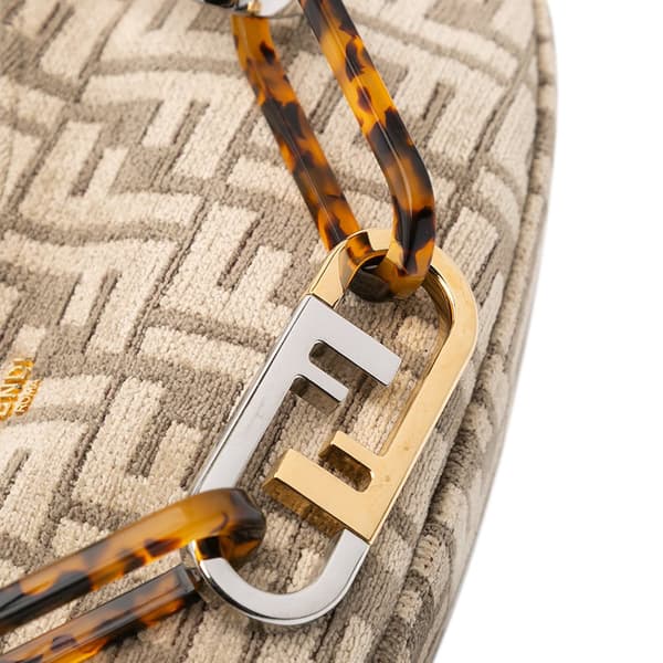 Pre-owned Fendi Zucca Chenille OLock Swing Satchel Brown