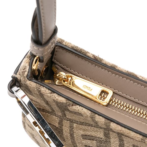 Pre-owned Fendi Zucca Chenille OLock Swing Satchel Brown