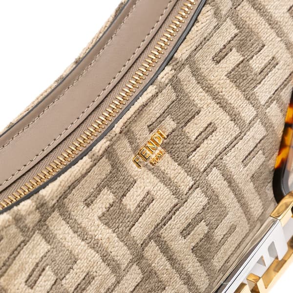 Pre-owned Fendi Zucca Chenille OLock Swing Satchel Brown