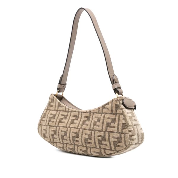Pre-owned Fendi Zucca Chenille OLock Swing Satchel Brown