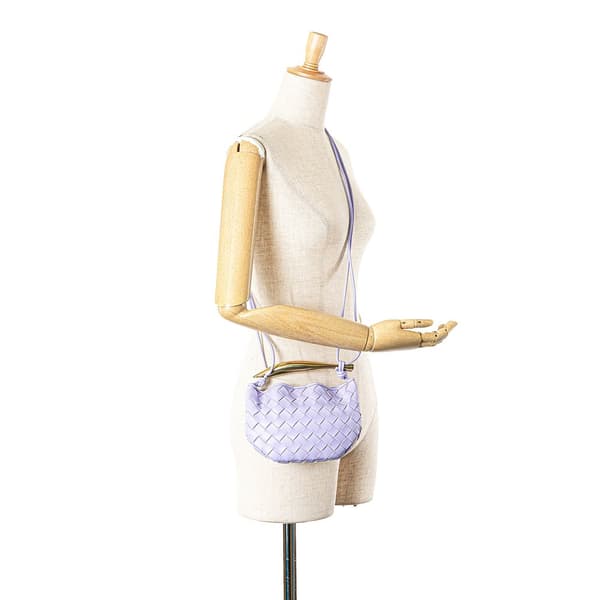 Pre-owned Bottega Veneta Baby Lambskin Intrecciato Sardine Bag Purple