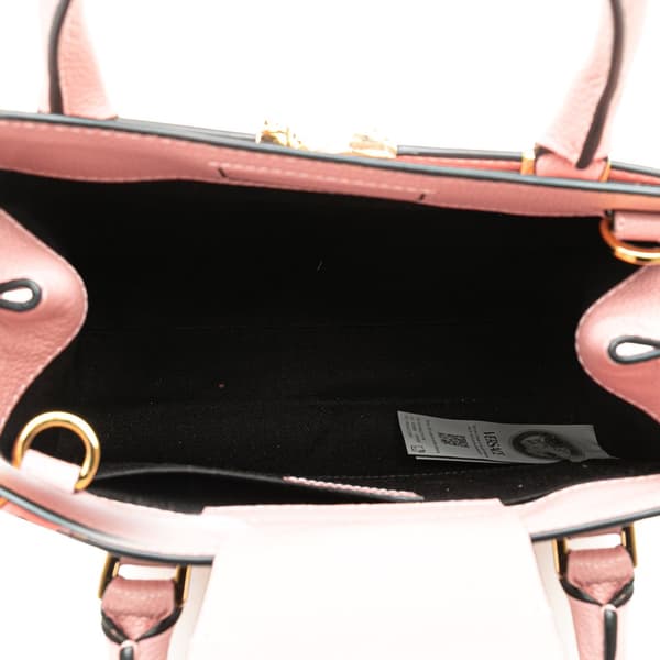 Pre-owned Versace Grained Calfskin Virtus Top Handle Satchel Pink