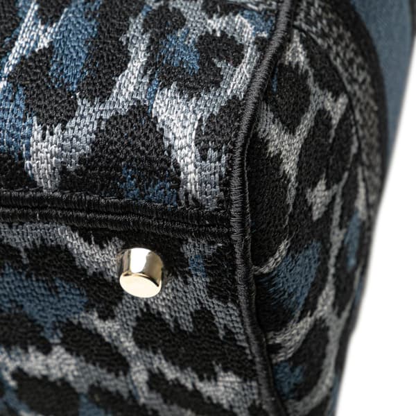 Pre-owned Dior Mizza Medium Embroidered Canvas Leopard Lady D Lite Blue